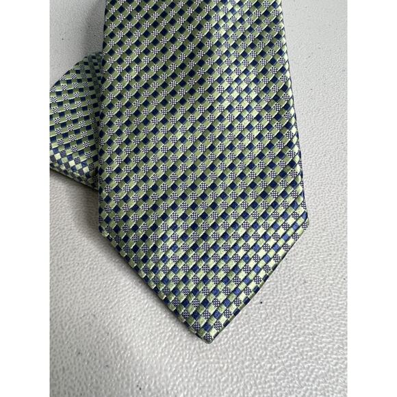 Michael Kors Blue and Green Checkered Designer Tie Silk Necktie - Picture 1 of 7